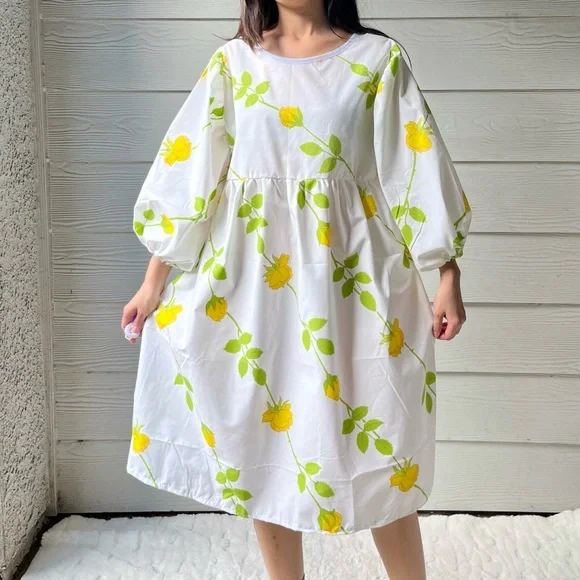 Christian Dior | Handmade Vintage Christian Dior Yellow Roses Dress SKU 07066 - Picture 13 of 15